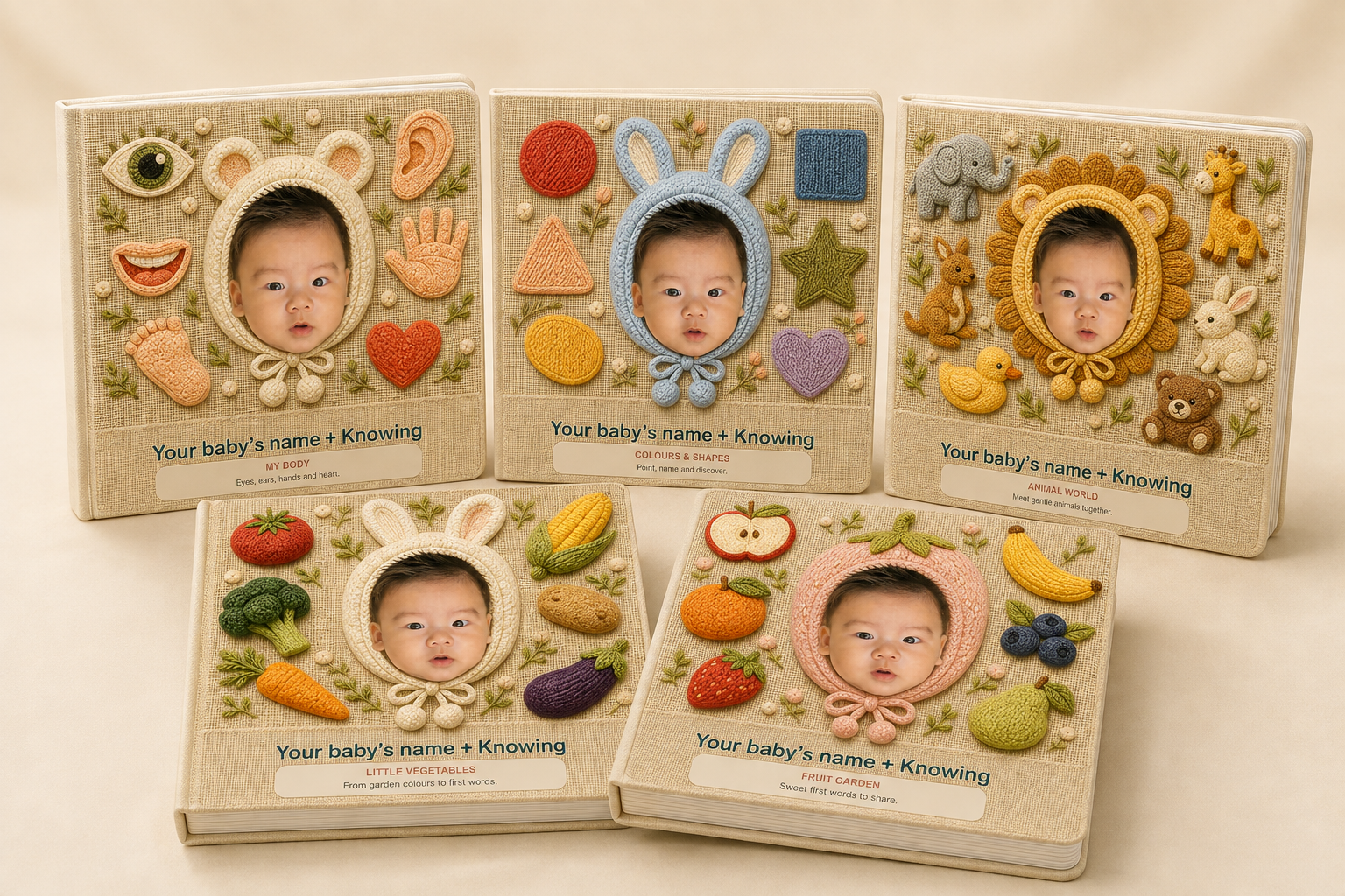 Five personalised Little Knowing learning books